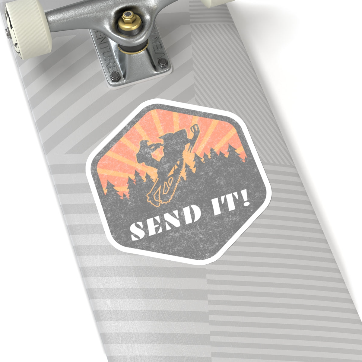 Snowmobile Send it Kiss-Cut Stickers Orange