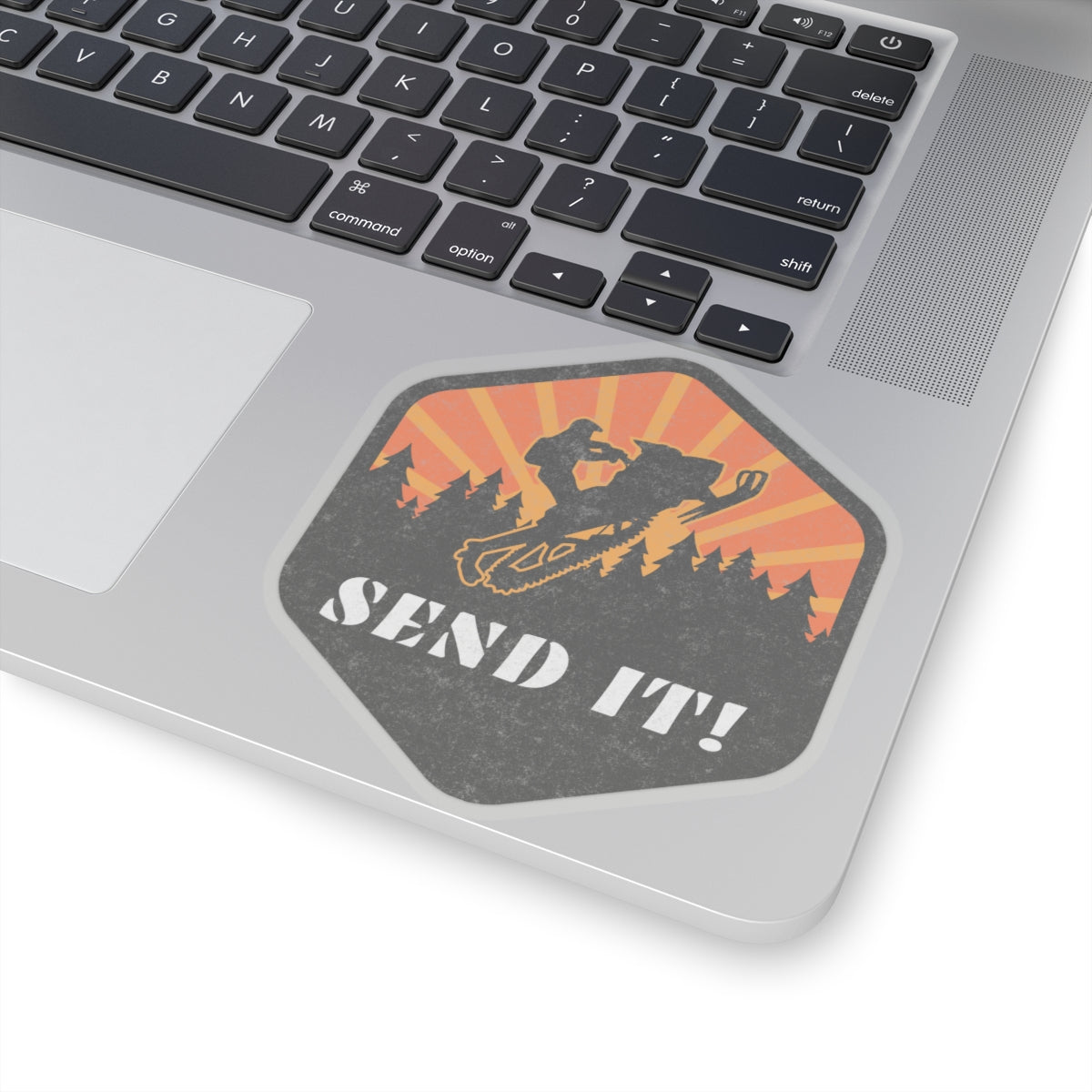 Snowmobile Send it Kiss-Cut Stickers Orange