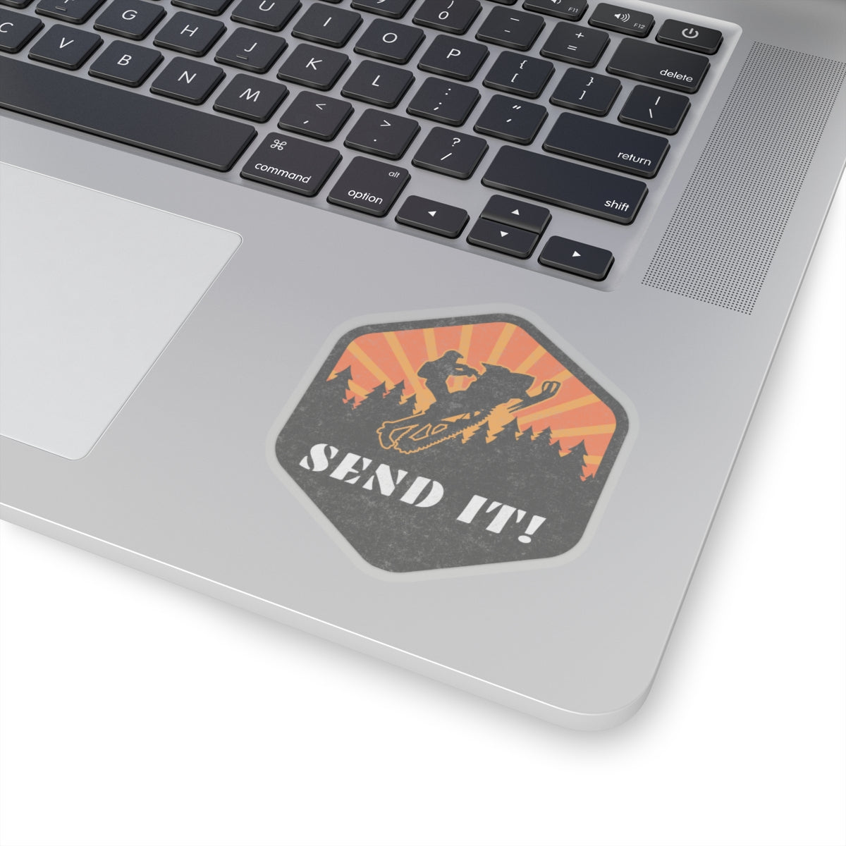 Snowmobile Send it Kiss-Cut Stickers Orange