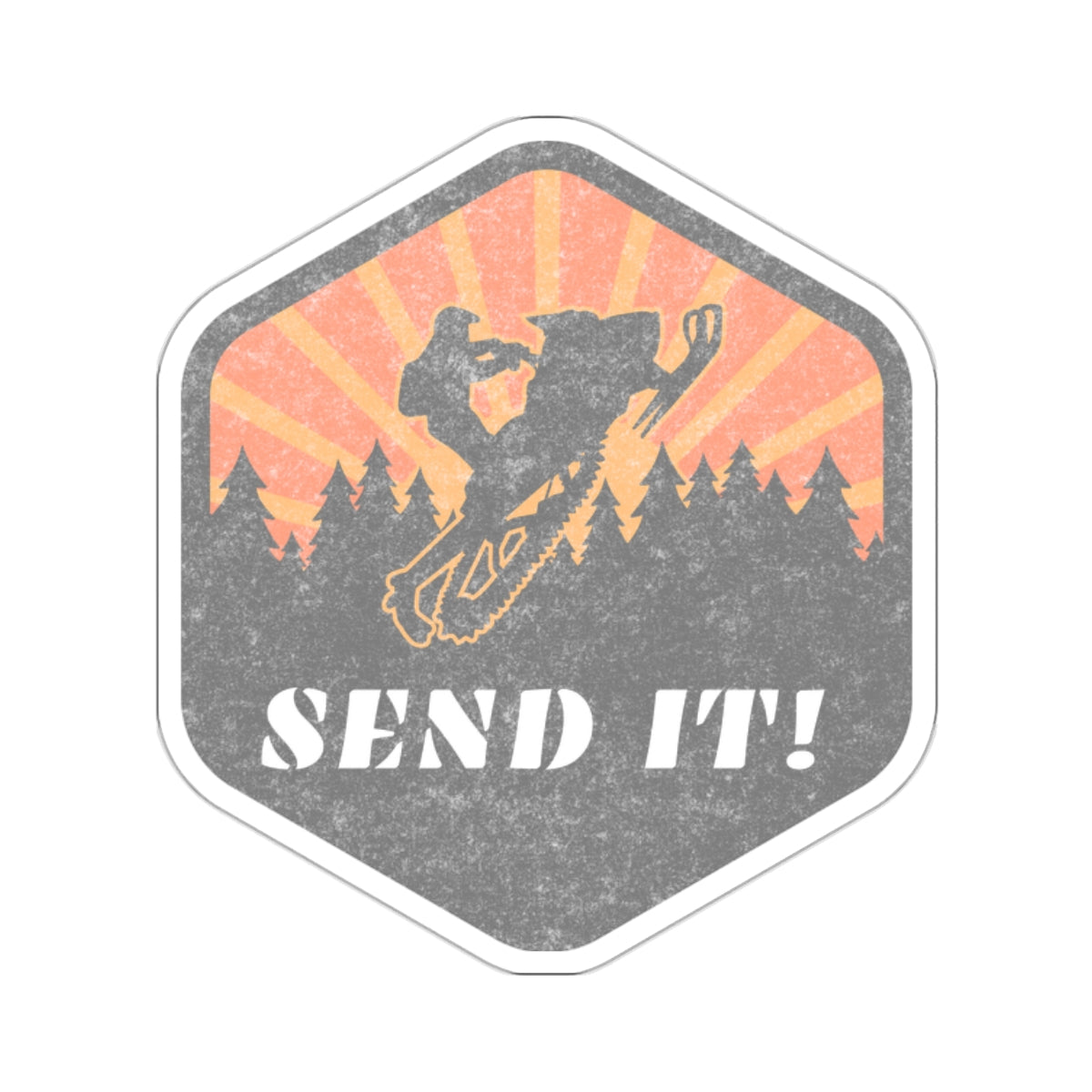 Snowmobile Send it Kiss-Cut Stickers Orange