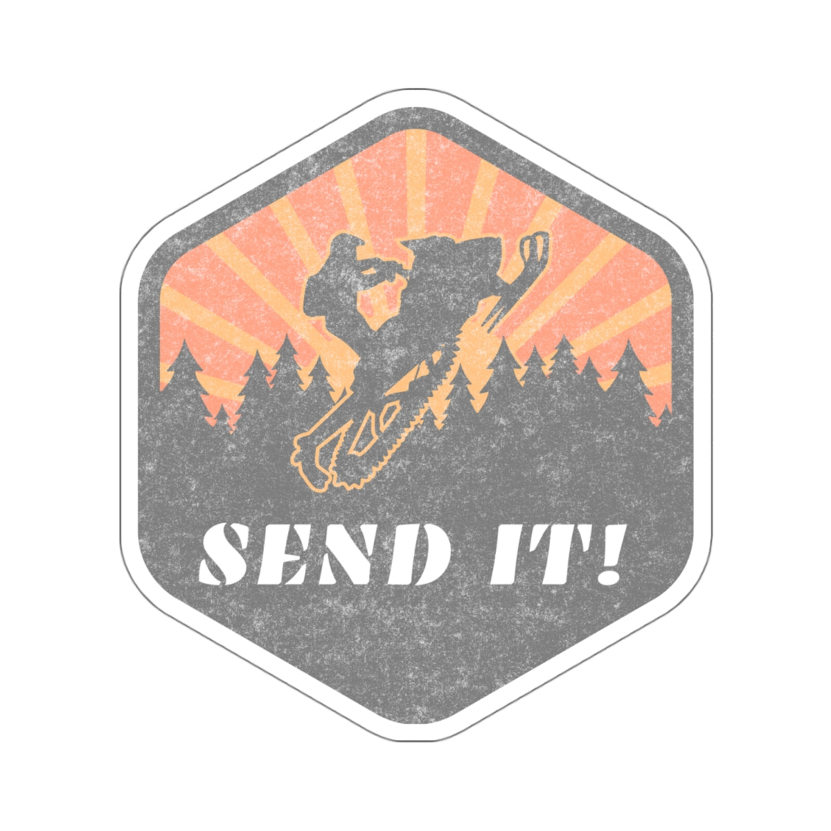 Snowmobile Send it Kiss-Cut Stickers Orange