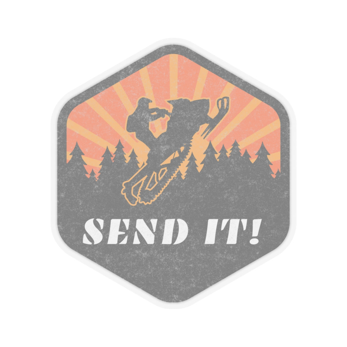 Snowmobile Send it Kiss-Cut Stickers Orange