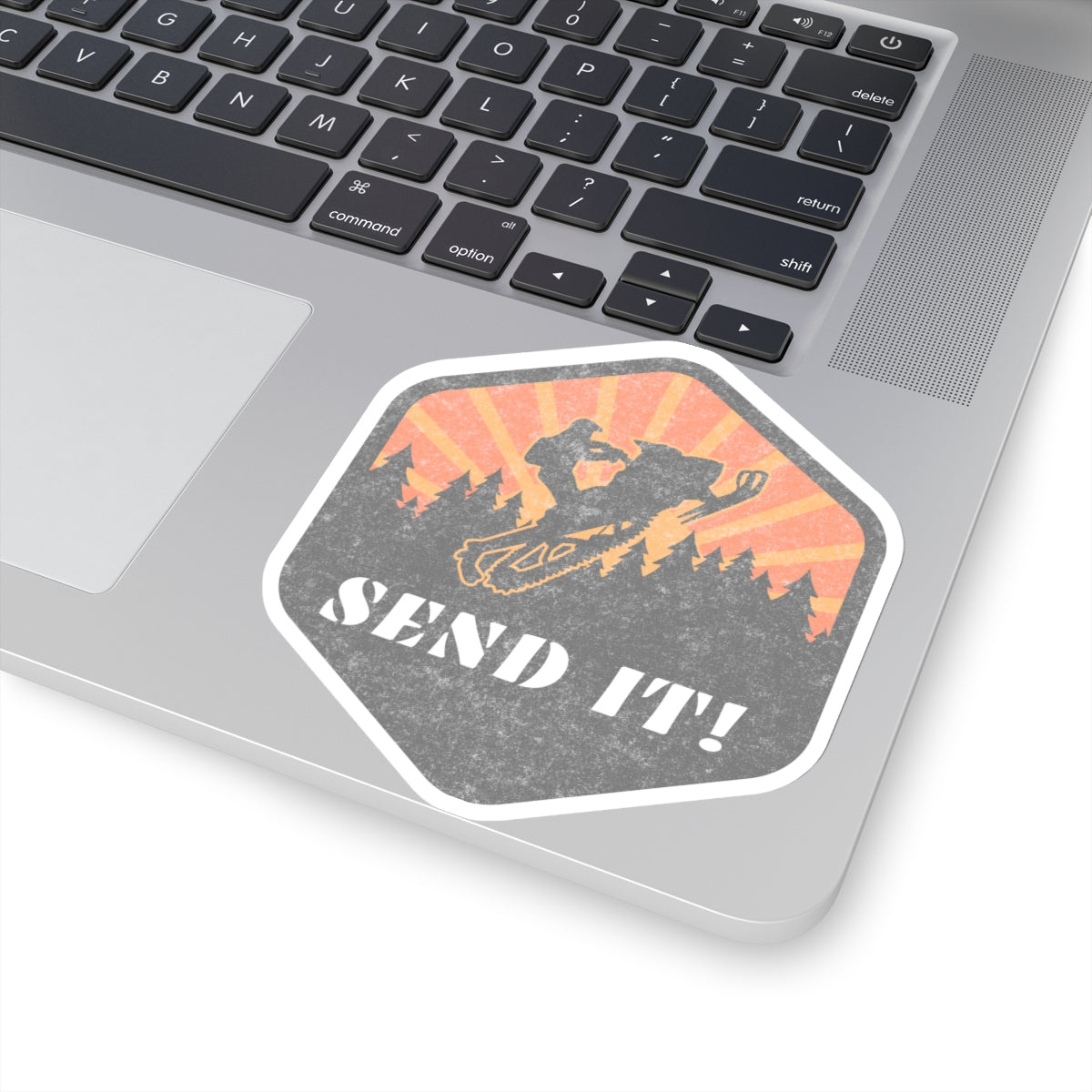 Snowmobile Send it Kiss-Cut Stickers Orange