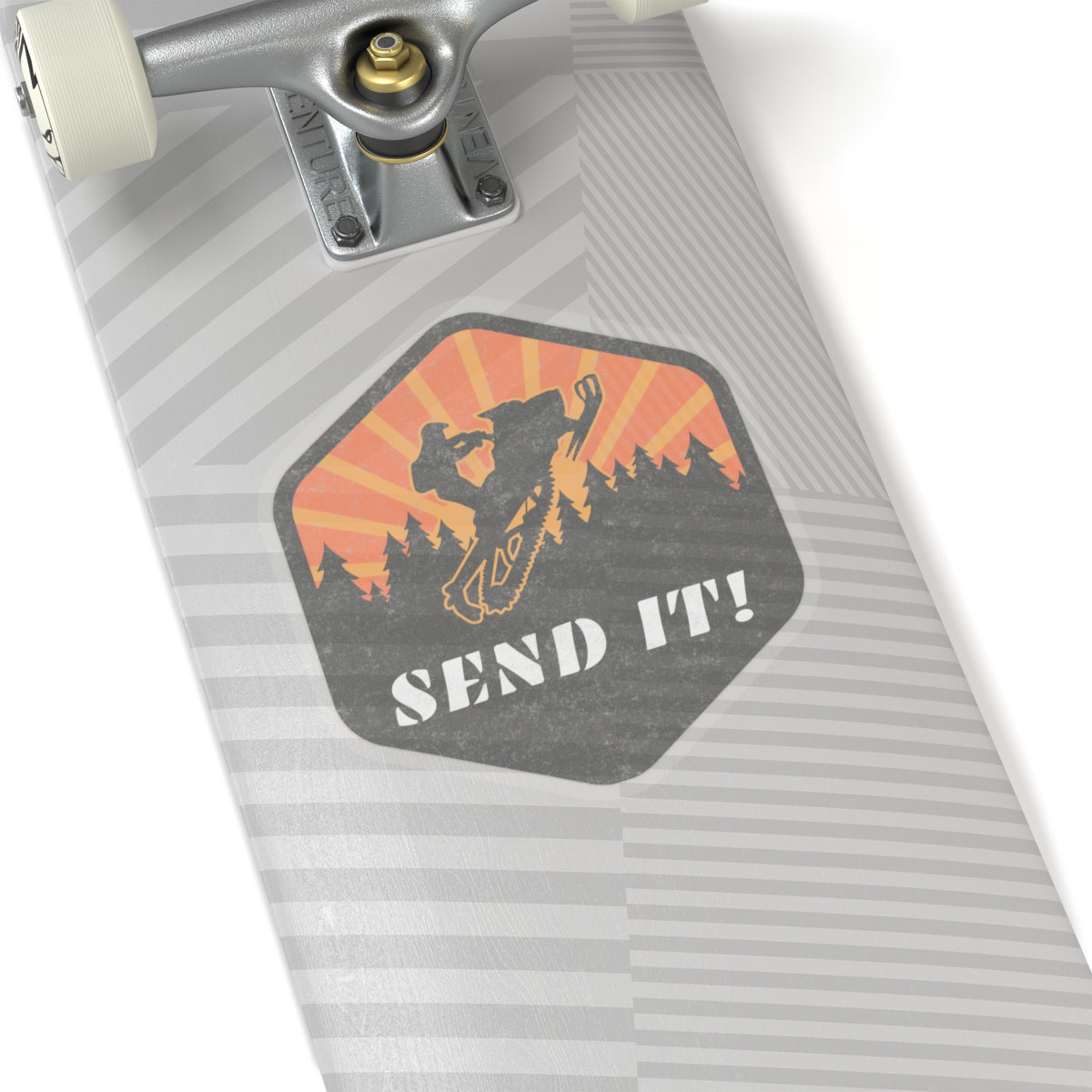 Snowmobile Send it Kiss-Cut Stickers Orange