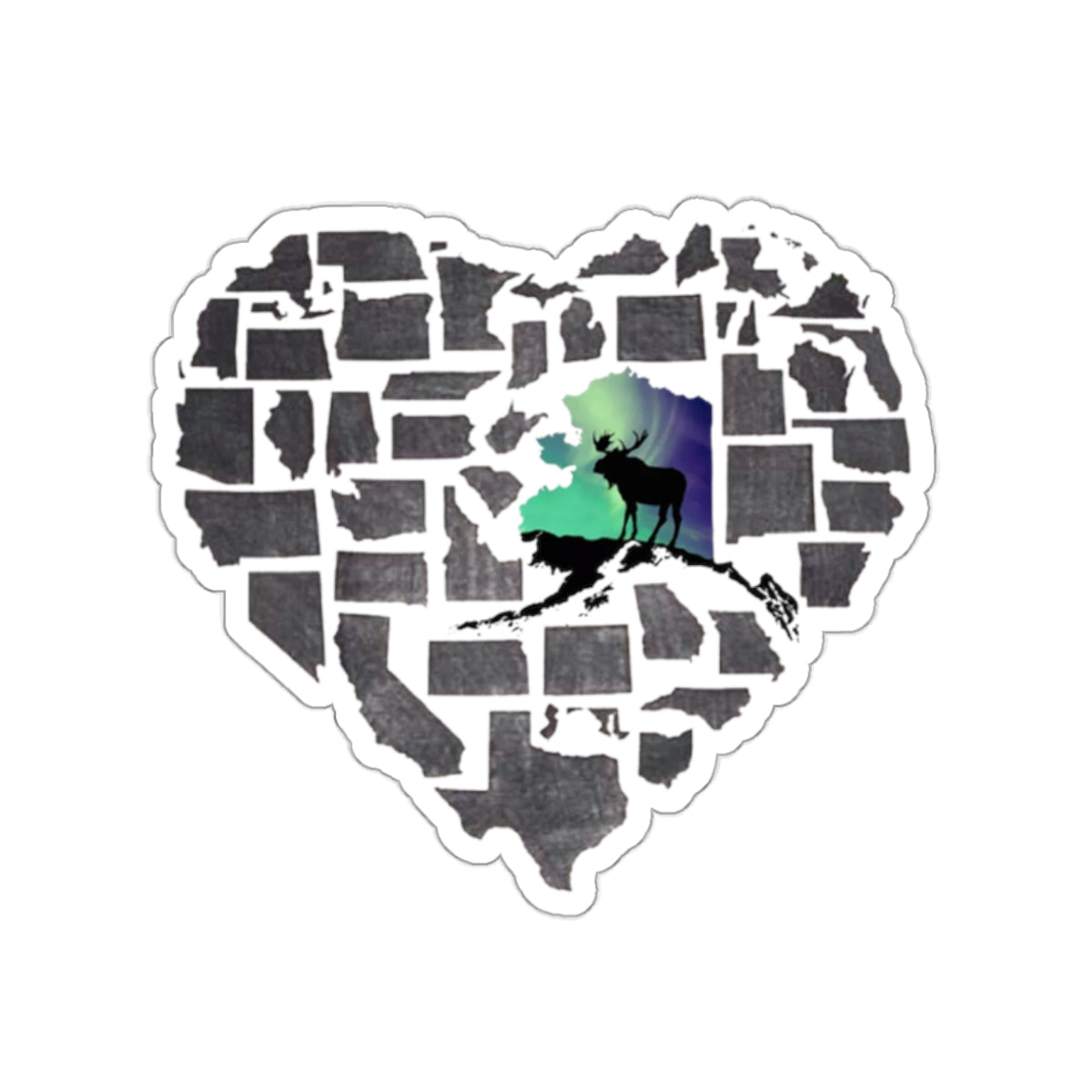 I Love Alaska Kiss-Cut Stickers